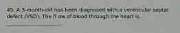 45. A 3-month-old has been diagnosed with a ventricular septal defect (VSD). The fl ow of blood through the heart is _____________________.