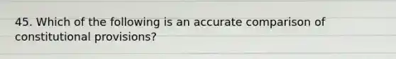 45. Which of the following is an accurate comparison of constitutional provisions?