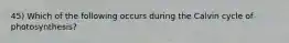 45) Which of the following occurs during the Calvin cycle of photosynthesis?