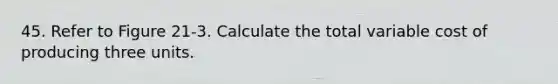 45. Refer to Figure 21-3. Calculate the total variable cost of producing three units.