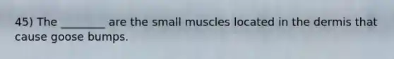 45) The ________ are the small muscles located in the dermis that cause goose bumps.