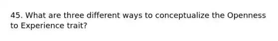 45. What are three different ways to conceptualize the Openness to Experience trait?