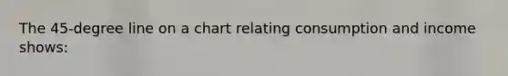 The 45-degree line on a chart relating consumption and income shows: