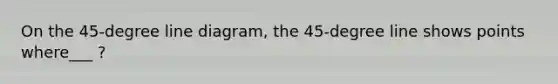 On the 45-degree line diagram, the 45-degree line shows points where___ ?