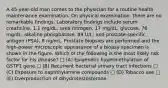 A 45-year-old man comes to the physician for a routine health maintenance examination. On physical examination, there are no remarkable findings. Laboratory findings include serum creatinine, 1.1 mg/dL; urea nitrogen, 17 mg/dL; glucose, 76 mg/dL; alkaline phosphatase, 89 U/L; and prostate-specific antigen (PSA), 8 ng/mL. Prostate biopsies are performed and the high-power microscopic appearance of a biopsy specimen is shown in the figure. Which of the following is the most likely risk factor for his disease? □ (A) Epigenetic hypermethylation of GSTP1 gene □ (B) Recurrent bacterial urinary tract infections □ (C) Exposure to naphthylamine compounds □ (D) Tobacco use □ (E) Overproduction of dihydrotestosterone