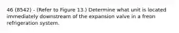 46 (8542) - (Refer to Figure 13.) Determine what unit is located immediately downstream of the expansion valve in a freon refrigeration system.