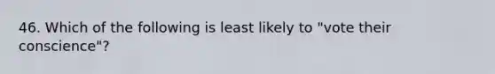 46. Which of the following is least likely to "vote their conscience"?