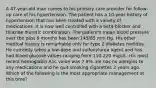 A 47-year-old man comes to his primary care provider for follow-up care of his hypertension. The patient has a 10-year history of hypertension that has been treated with a variety of medications. It is now well controlled with a beta-blocker and thiazide diuretic combination. The patient's mean blood pressure over the past 6 months has been 145/85 mm Hg. His other medical history is remarkable only for type 2 diabetes mellitus. He currently takes a low-dose oral sulfonylurea agent and has had blood glucose values ranging from 110-220 mg/dL. His most recent hemoglobin A1c value was 7.9%. He has no allergies to any medications and he quit smoking cigarettes 2 years ago. Which of the following is the most appropriate management at this time?