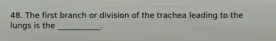 48. The first branch or division of the trachea leading to the lungs is the ___________.