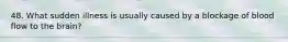 48. What sudden illness is usually caused by a blockage of blood flow to the brain?