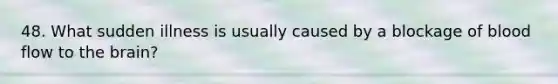 48. What sudden illness is usually caused by a blockage of blood flow to the brain?