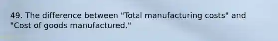 49. The difference between "Total manufacturing costs" and "Cost of goods manufactured."