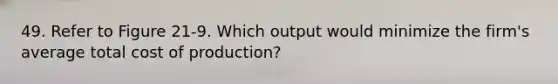 49. Refer to Figure 21-9. Which output would minimize the firm's average total cost of production?