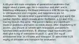 A 49-year-old male complains of generalized weakness that began about a week ago. He is conscious and alert and is breathing adequately. His blood pressure is 138/78 mm Hg, pulse is 130 beats/min and irregular, and respirations are 14 breaths/min. You administer supplemental oxygen and apply the cardiac monitor, which reveals atrial fibrillation; a 12-lead ECG tracing reveals the same. The patient denies any significant medical problems and takes no medications. After establishing IV access, you should: A: sedate with midazolam and perform synchronized cardioversion. B: attempt vagal maneuvers and then give 6 mg of adenosine IV push. C: give 150 mg of amiodarone over 10 minutes and transport. D: administer 0.25 mg/kg of diltiazem and transport for evaluation.