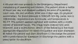 A 49-year-old man presents to the Emergency Department complaining of sweating and tremors. The patient drinks a bottle of liquor per day and stopped suddenly because of a pending court case. His last alcoholic drink was 3 days ago. On physical examination, his blood pressure is 168/105 mm Hg, pulse rate is 106/minute, respirations are 22/minute, and temperature is 99.3°F. The patient appears agitated and restless with a visible tremor of bilateral hands. The triage team ordered folic acid, thiamine, and a multivitamin. Which of the following is the most appropriate disposition? A) Admit the patient and start diazepam B) Admit the patient and start disulfiram C) Discharge the patient with a prescription for diazepam D) Discharge the patient with a prescription for disulfiram