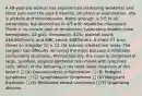 A 49-year-old woman has experienced increasing weakness and chest pain over the past 6 months. On physical examination, she is afebrile and normotensive. Motor strength is 5/5 in all extremities, but diminishes to 4/5 with repetitive movement. There is no muscle pain or tenderness. Laboratory studies show hemoglobin, 14 g/dL; hematocrit, 42%; platelet count, 246,000/mm3; and WBC count, 6480/mm3. A chest CT scan shows an irregular 10 × 12 cm anterior mediastinal mass. The surgeon has difficulty removing the mass because it infiltrates surrounding structures. Microscopically, the mass is composed of large, spindled, atypical epithelial cells mixed with lymphoid cells. Which of the following is the most likely diagnosis of this lesion? □ (A) Granulomatous inflammation □ (B) Hodgkin lymphoma □ (C) Lymphoblastic lymphoma □ (D) Malignant thymoma □ (E) Metastatic breast carcinoma □ (F) Organizing abscess