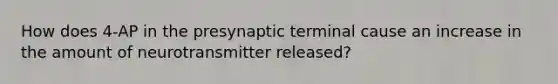 How does 4-AP in the presynaptic terminal cause an increase in the amount of neurotransmitter released?