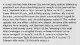 A 4-year-old boy from Kansas City who recently started attending preschool and after-school daycare is brought to his pediatrician for a diarrheal illness characterized by fever to 38.2°C, severe lower abdominal pain, and initially watery diarrhea. His mother became concerned because the stools are now blood tinged 24 hours into the illness, and the child appears quite ill. The mother reports that two other children who attend the same after-school daycare have recently had diarrheal disease, one of whom likewise had bloody stools. Which of the following is the most likely pathogen causing the illness in these children? (A) An enterotoxigenic strain of E. coli (B) S. enterica subspecies enterica serotype Typhi (Salmonella Typhi) (C) S. sonnei (D) Edwardsiella tarda (E) Klebsiella oxytoca