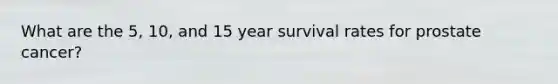 What are the 5, 10, and 15 year survival rates for prostate cancer?