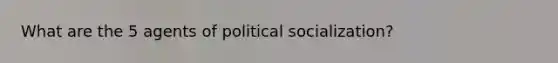 What are the 5 agents of political socialization?