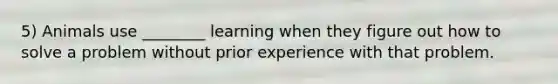 5) Animals use ________ learning when they figure out how to solve a problem without prior experience with that problem.