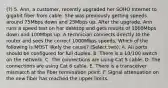 (?) 5. Ann, a customer, recently upgraded her SOHO Internet to gigabit fiber from cable. She was previously getting speeds around 75Mbps down and 25Mbps up. After the upgrade, Ann runs a speed test on her desktop and gets results of 1000Mbps down and 100Mbps up. A technician connects directly to the router and sees the correct 1000Mbps speeds. Which of the following is MOST likely the cause? (Select two). A. All ports should be configured for full duplex. B. There is a 10/100 switch on the network. C. The connections are using Cat 5 cable. D. The connections are using Cat 6 cable. E. There is a transceiver mismatch at the fiber termination point. F. Signal attenuation on the new fiber has reached the upper limits.