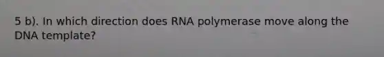 5 b). In which direction does RNA polymerase move along the DNA template?