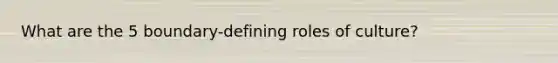 What are the 5 boundary-defining roles of culture?