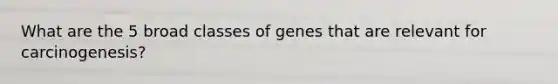 What are the 5 broad classes of genes that are relevant for carcinogenesis?