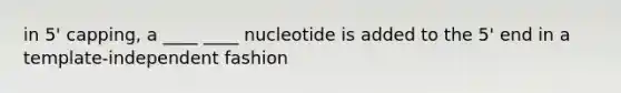 in 5' capping, a ____ ____ nucleotide is added to the 5' end in a template-independent fashion