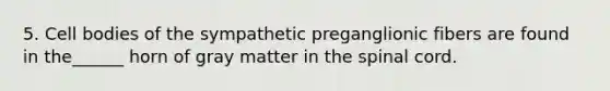 5. Cell bodies of the sympathetic preganglionic fibers are found in the______ horn of gray matter in the spinal cord.