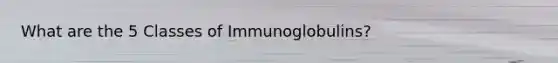 What are the 5 Classes of Immunoglobulins?