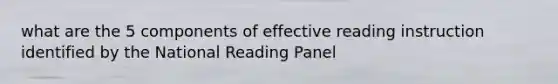 what are the 5 components of effective reading instruction identified by the National Reading Panel