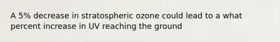 A 5% decrease in stratospheric ozone could lead to a what percent increase in UV reaching the ground