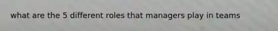 what are the 5 different roles that managers play in teams