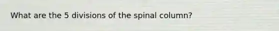 What are the 5 divisions of the spinal column?