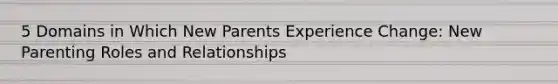 5 Domains in Which New Parents Experience Change: New Parenting Roles and Relationships