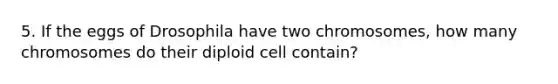 5. If the eggs of Drosophila have two chromosomes, how many chromosomes do their diploid cell contain?