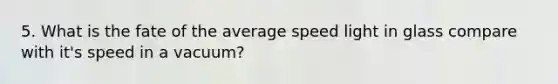 5. What is the fate of the average speed light in glass compare with it's speed in a vacuum?