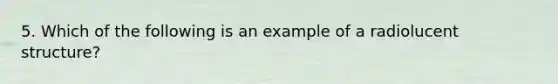 5. Which of the following is an example of a radiolucent structure?