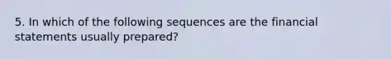 5. In which of the following sequences are the financial statements usually prepared?