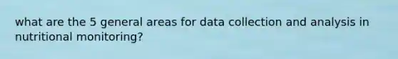 what are the 5 general areas for data collection and analysis in nutritional monitoring?