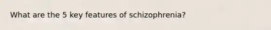 What are the 5 key features of schizophrenia?