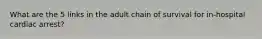 What are the 5 links in the adult chain of survival for in-hospital cardiac arrest?