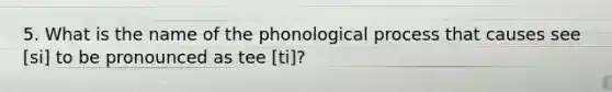 5. What is the name of the phonological process that causes see [si] to be pronounced as tee [ti]?