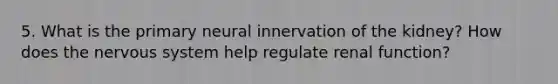 5. What is the primary neural innervation of the kidney? How does the nervous system help regulate renal function?