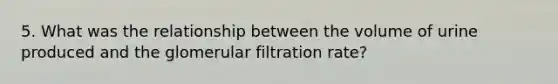 5. What was the relationship between the volume of urine produced and the glomerular filtration rate?