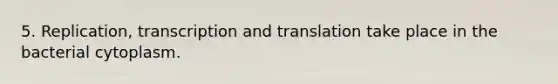 5. Replication, transcription and translation take place in the bacterial cytoplasm.