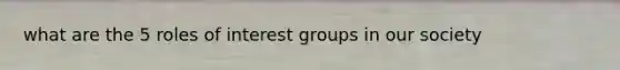 what are the 5 roles of interest groups in our society