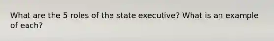 What are the 5 roles of the state executive? What is an example of each?